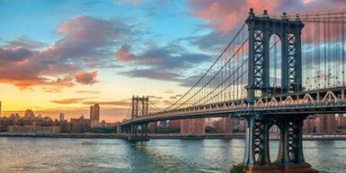 Glas schilderij Manhattan bridge New York City