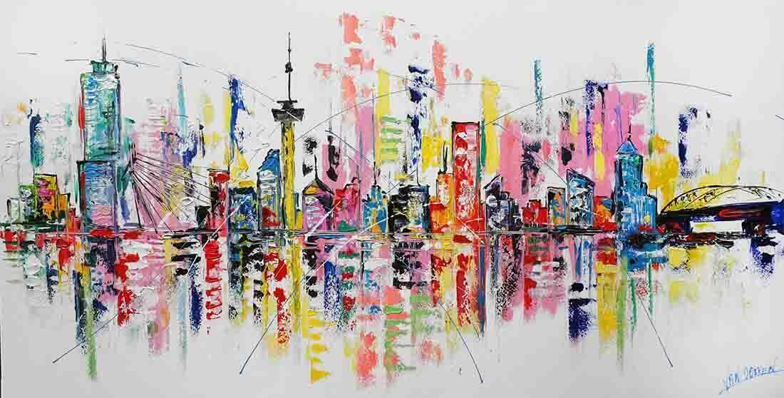 Skyline Rotterdam schilderij abstract