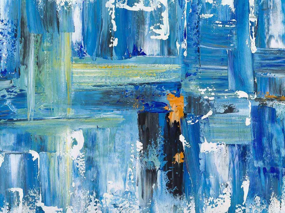 abstract blauw schilderij uitvergroting
