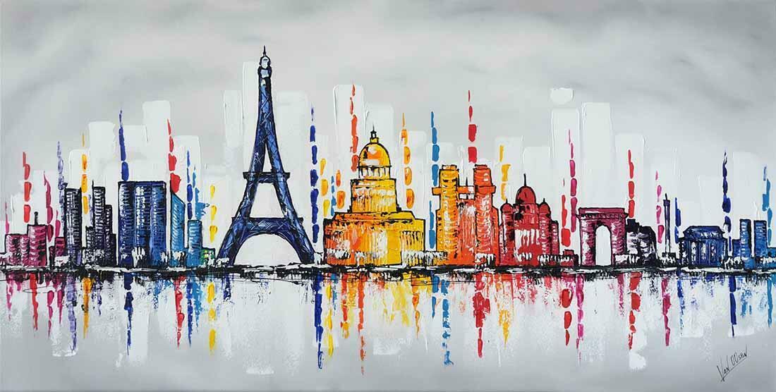 Skyline Parijs schilderij