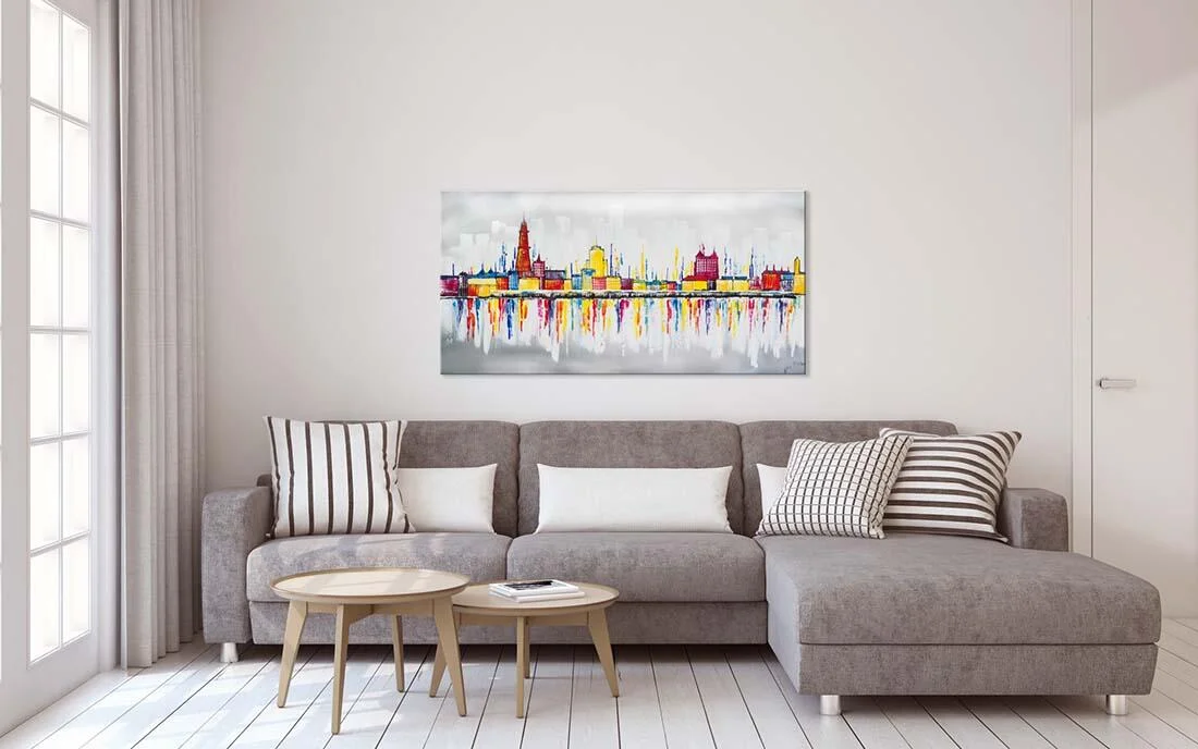 Skyline schilderij Antwerpen - Interieur voorbeeld