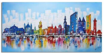Skyline schilderij Den Haag Blauw