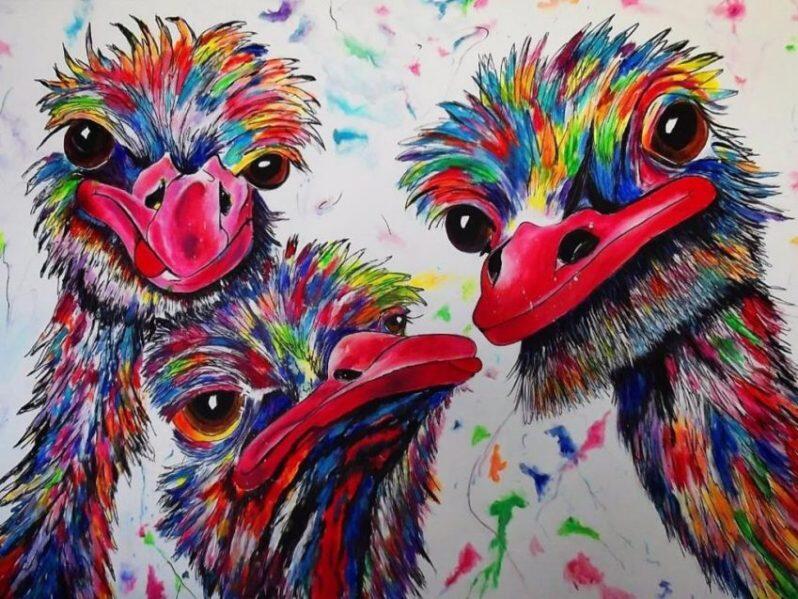 Struisvogel-schilderij