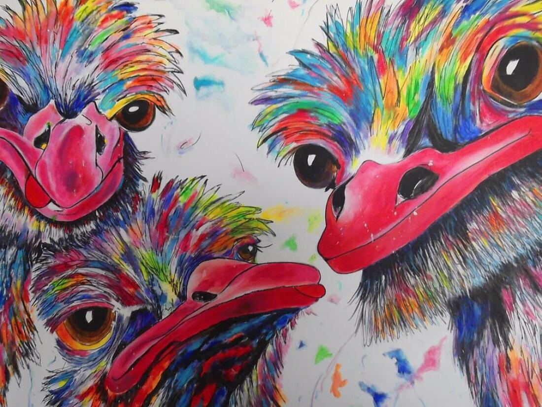 Struisvogel-schilderij-uitvergroting